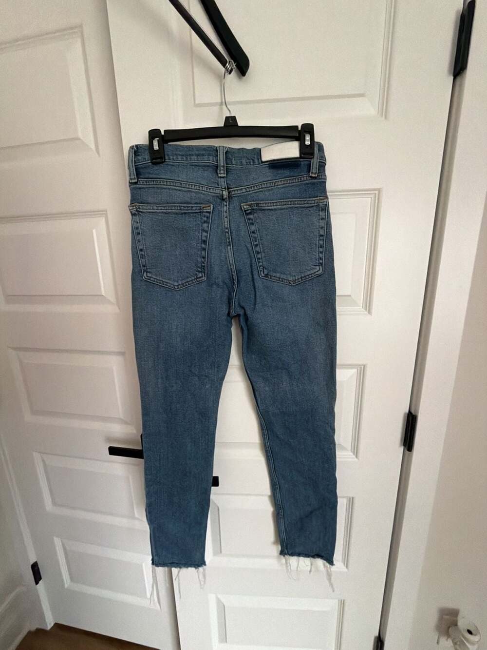 RE/DONE Originals High Rise Raw Hem Straight Leg Jeans Size 27
